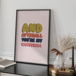 Wonderwall Lyric Wall Art Print Oasis Song Lyrics Typography Music Decor Indie Rock Poster - thumbnail 2