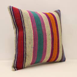 Handwoven Kilim Pillow, 18x18 Turkish Vintage Pillow, Throw Pillow, Boho Pillow, Kilim Cushion Cover, Boho Pillow 4Kbf-529 - thumbnail 2