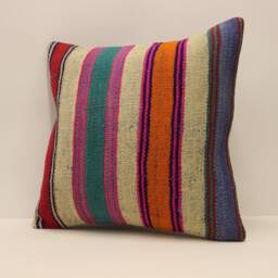 Handwoven Kilim Pillow, 18x18 Turkish Vintage Pillow, Throw Pillow, Boho Pillow, Kilim Cushion Cover, Boho Pillow 4Kbf-529 - thumbnail 3