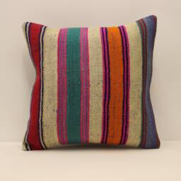 Handwoven Kilim Pillow, 18x18 Turkish Vintage Pillow, Throw Pillow, Boho Pillow, Kilim Cushion Cover, Boho Pillow 4Kbf-529