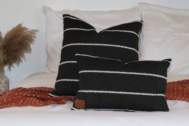 Laura Throw Pillow, Black With White Stripe - image 1
