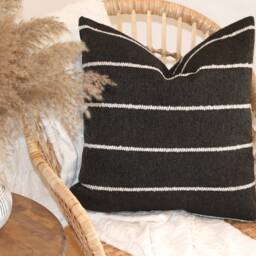 Laura Throw Pillow, Black With White Stripe - thumbnail 2