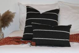 Laura Throw Pillow, Black With White Stripe - thumbnail 1