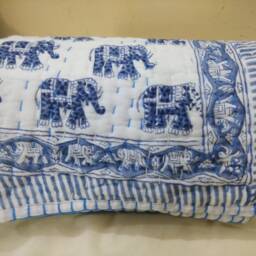 Indian Baby Kantha Quilt, Hand Stitched Cotton Blanket - 40x40/40x60 - thumbnail 3