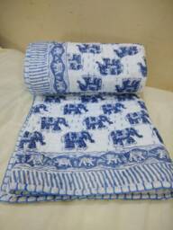 Indian Baby Kantha Quilt, Hand Stitched Cotton Blanket - 40x40/40x60 - thumbnail 1