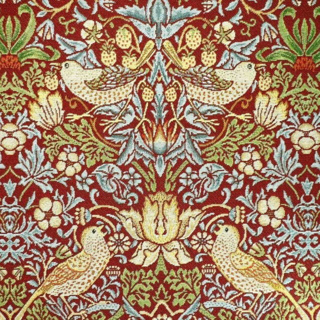 Custom Made William Morris Strawberry Thief Wine Blackout/Lining Curtains 3 - image 1