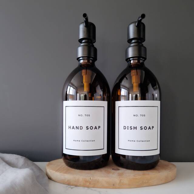 Personalised Refillable Bathroom Dispenser Glass Or Plastic Bottle, Stainless Steel Pump - image 1