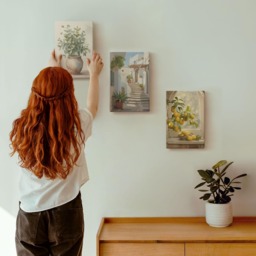 3 Piece Canvas Set - Lemons in A Vase & Plants White Architecture, Yellow Print On Canvas, Flowers Wall Decor - thumbnail 1