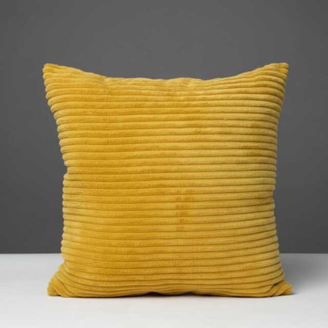 Decorative Luxury Ochre Yellow Corduroy Cushion Cover Pillowcase 45x45cm - 18x18 Jumbo Cord Invisible Zip - Sunflower - image 1