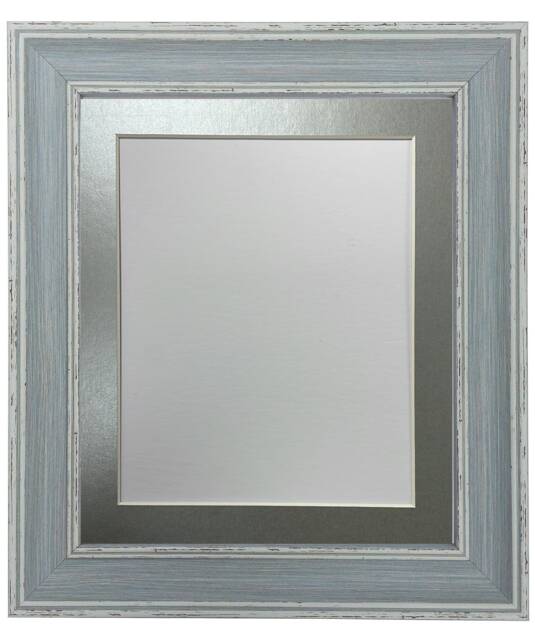 Scandi Blue Distressed Photo Frame With Silver Mount - image 1