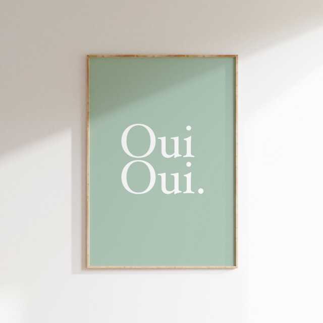 Oui Bathroom Print - Funny Wall Art French Decor Accessories Typography - image 1