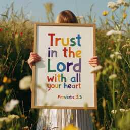 Set Of 2 Bible Verse Prints, Trust in The Lord, Faith Can Move Mountains, Christian Wall Art, Sunday School Decor, Scripture Rainbow Prints - thumbnail 3