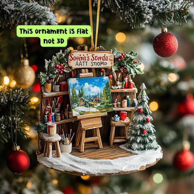 Personalized Art Studio Ornament Acrylic Painter Gift - image 1