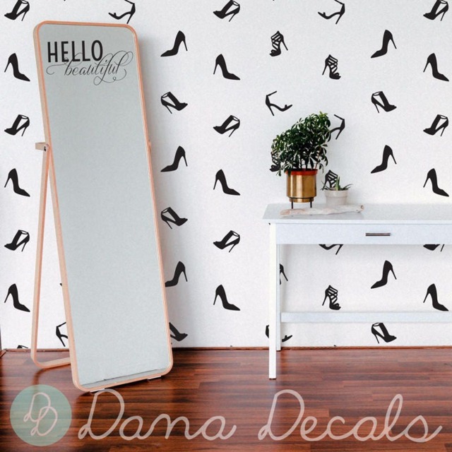 High Heel Shoe Pattern Wall Decal - Glam Room Decor - image 1