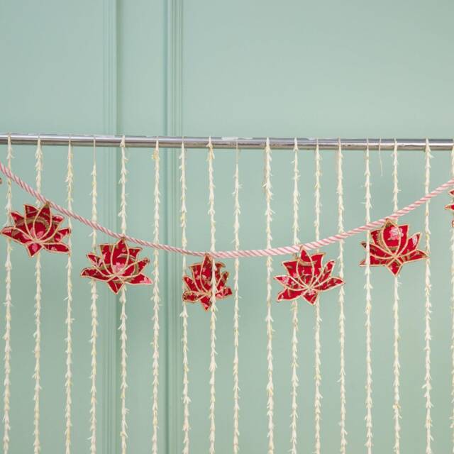Zero Waste Pink Lotus Toran, Bandanwar Door Wall Hanging Torans, Toran For Home Decor Indian Traditional Hangings - image 1