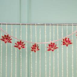 Zero Waste Pink Lotus Toran, Bandanwar Door Wall Hanging Torans, Toran For Home Decor Indian Traditional Hangings - thumbnail 1