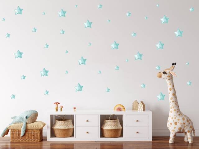 Pastel Blue Rustic Star Wall Stickers Nursery Decor - image 1