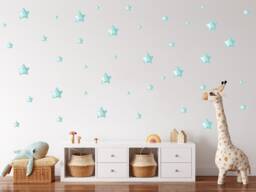 Pastel Blue Rustic Star Wall Stickers Nursery Decor - thumbnail 1