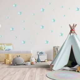Pastel Blue Rustic Star Wall Stickers Nursery Decor - thumbnail 2