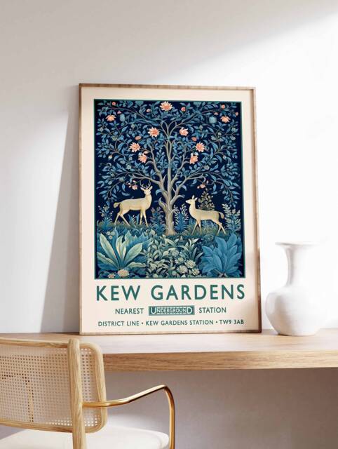 William Morris Forest With Deer Print, Kew Gardens London Poster, Vintage Wall Art, Floral Poster - image 1