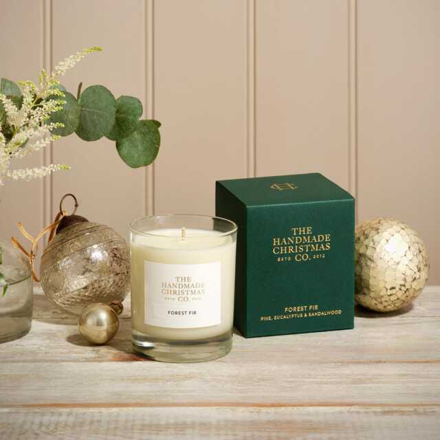 Luxury Handmade Winter Christmas Candle Natural Soy Wax 30Cl 540G - Forest Fir Fresh Pine, Eucalyptus, Sandalwood, Tree Scent