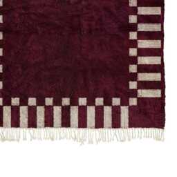 Plum Beni Ourain Rug - Geometric Checkerboard Handwoven Moroccan Wool Carpet - thumbnail 3