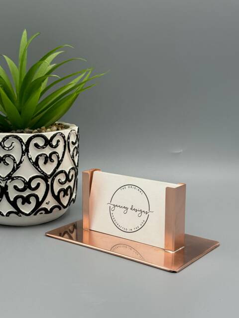 Modern Copper Business Card Holder, 7Th Anniversary Gift - image 1