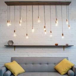 Rustic Wood Chandelier - 17 Pendant Lights Long Industrial Modern Lighting Commercial Restaurant Or Bar Led Bulbs Dining - thumbnail 2