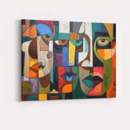 Contemporary Cubist Faces Colour Block Portrait Painting Canvas Wall Art Print Decor Picture Ready To Hang - thumbnail 4