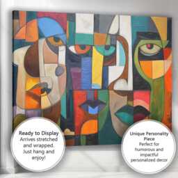 Contemporary Cubist Faces Colour Block Portrait Painting Canvas Wall Art Print Decor Picture Ready To Hang - thumbnail 3