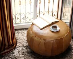 Leather Pouf Vintage Look - thumbnail 1