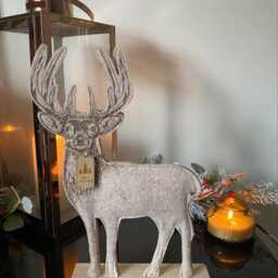 Christmas Reindeer Decoration Wooden Stand Soft Fabric Ornament Decorative Xmas Decor - thumbnail 2