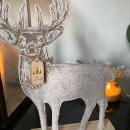Christmas Reindeer Decoration Wooden Stand Soft Fabric Ornament Decorative Xmas Decor - thumbnail 3