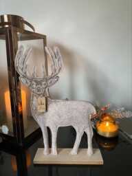 Christmas Reindeer Decoration Wooden Stand Soft Fabric Ornament Decorative Xmas Decor - thumbnail 1