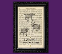 The Little Prince Three Sheeps - Vintage Dictionary Page Art Print Whimsical Saint Exup??ry Quote If You Please, Draw Me A Sheep - 47-N??26 - thumbnail 1