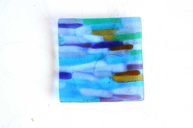 Fused Murano Glass Trinket Dish, Colorful Square Soap Dish - image 1