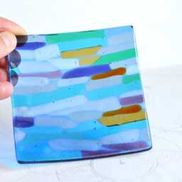 Fused Murano Glass Trinket Dish, Colorful Square Soap Dish - thumbnail 2