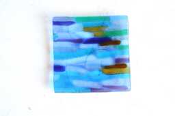 Fused Murano Glass Trinket Dish, Colorful Square Soap Dish