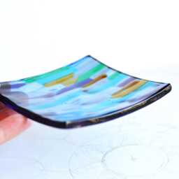 Fused Murano Glass Trinket Dish, Colorful Square Soap Dish - thumbnail 4