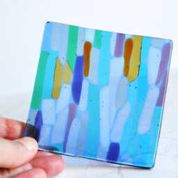 Fused Murano Glass Trinket Dish, Colorful Square Soap Dish - thumbnail 3