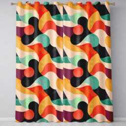 Abstract Organic Fluid Shapes Color Flow Seamless Pattern Readymade Eyelet Ring Top Thermal 100% Blackout Curtains - thumbnail 2