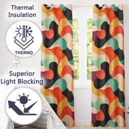 Abstract Organic Fluid Shapes Color Flow Seamless Pattern Readymade Eyelet Ring Top Thermal 100% Blackout Curtains - thumbnail 3