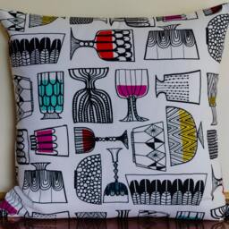 "Marimekko Linen Pillow Cover - Mid-Century Modern, Abstract Design - 18""x18" - thumbnail 4