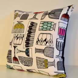 "Marimekko Linen Pillow Cover - Mid-Century Modern, Abstract Design - 18""x18" - thumbnail 2