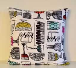 "Marimekko Linen Pillow Cover - Mid-Century Modern, Abstract Design - 18""x18" - thumbnail 1