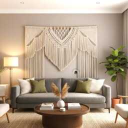 Handmade Macrame Curtain Wedding Backdrop Arch, Bohemian Room Divider Wall Hanging - thumbnail 2