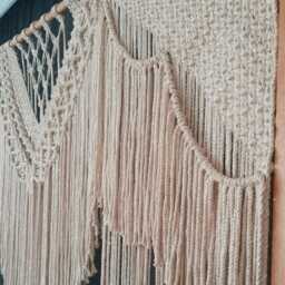 Handmade Macrame Curtain Wedding Backdrop Arch, Bohemian Room Divider Wall Hanging - thumbnail 4