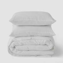 White Linen Duvet Cover Set - 3 Piece Bedding Queen King European, Stonewashed Midweight Linen, Soft Breathable With Pillowcases - thumbnail 2