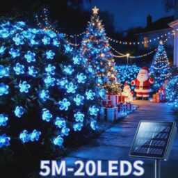 Sakura Blue Solar String Lights, Waterproof Fairy Garden Decor - thumbnail 2