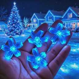 Sakura Blue Solar String Lights, Waterproof Fairy Garden Decor - thumbnail 4